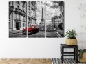 Obraz Wieloczęściowy Czerwony Samochód Retro Na Tle Wieży Eiffla Canvas 120x80 LBS-2259-C120-80_3X40-80