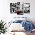 Obraz Wieloczęściowy Czerwony Samochód Retro Na Tle Wieży Eiffla Canvas Naturalny 90x60 LBS-2260-NC90-60_1X30-60_2X30-45