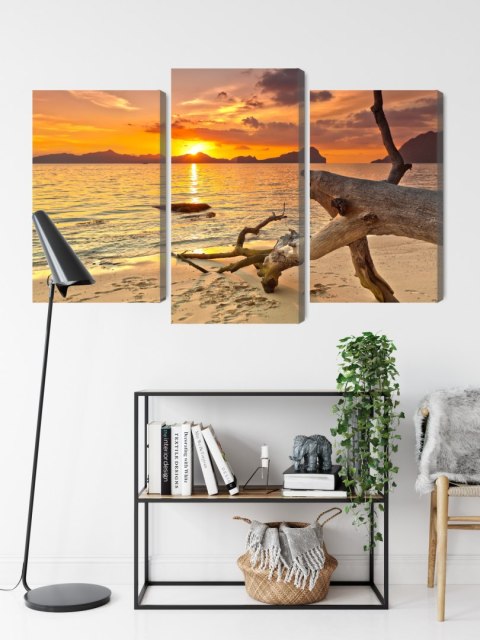 Obraz Wieloczęściowy Krajobraz Morski O Zachodzie Słońca Canvas 120x80 LBS-2316-C120-80_1X40-80_2X40-60
