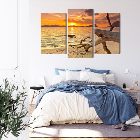 Obraz Wieloczęściowy Krajobraz Morski O Zachodzie Słońca Canvas Naturalny 90x60 LBS-2316-NC90-60_1X30-60_2X30-45