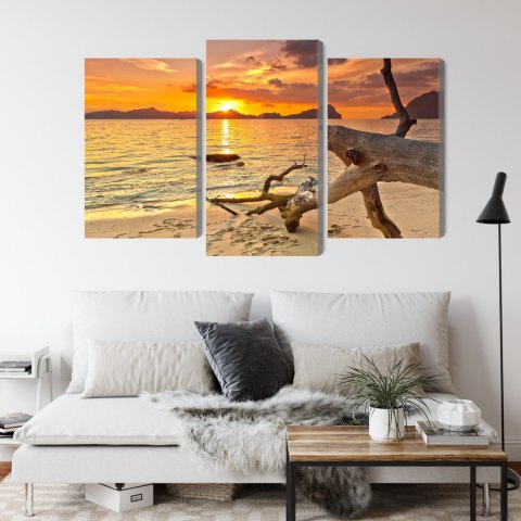 Obraz Wieloczęściowy Krajobraz Morski O Zachodzie Słońca Canvas Naturalny 90x60 LBS-2316-NC90-60_1X30-60_2X30-45