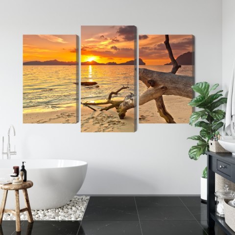 Obraz Wieloczęściowy Krajobraz Morski O Zachodzie Słońca Canvas Naturalny 90x60 LBS-2316-NC90-60_1X30-60_2X30-45