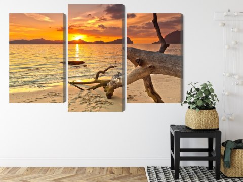 Obraz Wieloczęściowy Krajobraz Morski O Zachodzie Słońca Canvas Naturalny 90x60 LBS-2316-NC90-60_1X30-60_2X30-45
