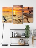 Obraz Wieloczęściowy Krajobraz Morski O Zachodzie Słońca Canvas Naturalny 90x60 LBS-2316-NC90-60_1X30-60_2X30-45