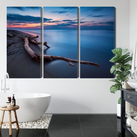 Obraz Wieloczęściowy Krajobraz Morski Wieczorem? Canvas 120x80 LBS-2350-C120-80_3X40-80
