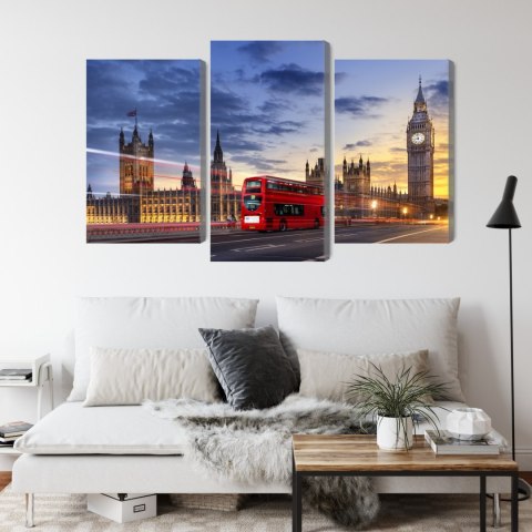 Obraz Wieloczęściowy Panorama Westminsteru I Big Bena, Londyn Canvas 120x80 LBS-2140-C120-80_1X40-80_2X40-60
