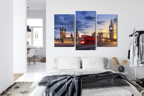 Obraz Wieloczęściowy Panorama Westminsteru I Big Bena, Londyn Canvas Naturalny 90x60 LBS-2140-NC90-60_1X30-60_2X30-45