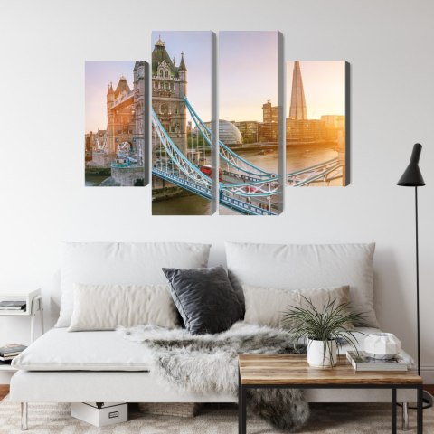 Obraz Wieloczęściowy Tower Bridge O Wschodzie Słońca Canvas 80x60 LBS-2136-C80-60_2X20-60_2X20-40