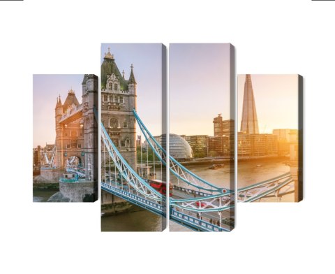 Obraz Wieloczęściowy Tower Bridge O Wschodzie Słońca Canvas Naturalny 80x60 LBS-2136-NC80-60_2X20-60_2X20-40