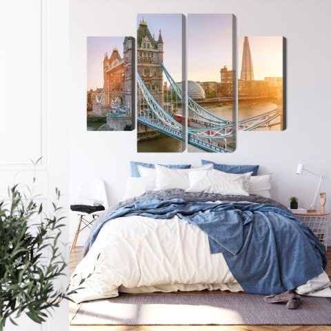 Obraz Wieloczęściowy Tower Bridge O Wschodzie Słońca Canvas Naturalny 80x60 LBS-2136-NC80-60_2X20-60_2X20-40