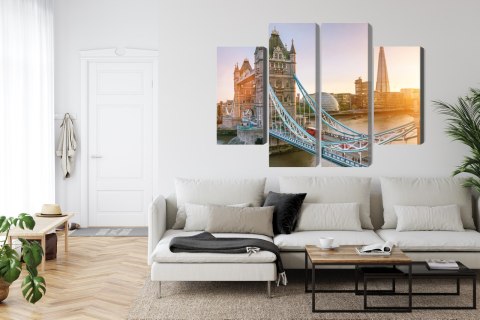 Obraz Wieloczęściowy Tower Bridge O Wschodzie Słońca Canvas Naturalny 80x60 LBS-2136-NC80-60_2X20-60_2X20-40