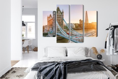 Obraz Wieloczęściowy Tower Bridge O Wschodzie Słońca Canvas Naturalny 80x60 LBS-2136-NC80-60_2X20-60_2X20-40