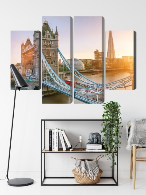 Obraz Wieloczęściowy Tower Bridge O Wschodzie Słońca Canvas Naturalny 80x60 LBS-2136-NC80-60_2X20-60_2X20-40