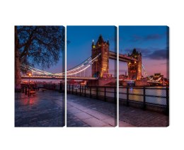 Obraz Wieloczęściowy Tower Bridge W Londynie O Zachodzie Słońca Canvas 120x80 LBS-2214-C120-80_3X40-80