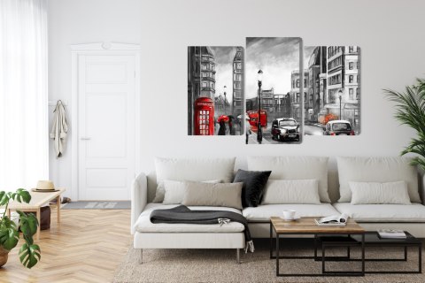 Obraz Wieloczęściowy Widok Ulicy Londynu Canvas 120x80 LBS-2180-C120-80_1X40-80_2X40-60