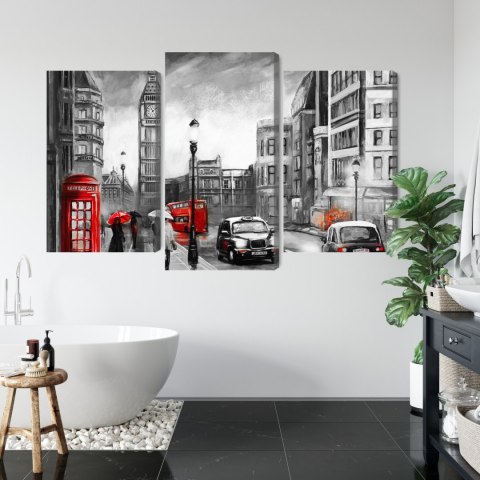Obraz Wieloczęściowy Widok Ulicy Londynu Canvas Naturalny 90x60 LBS-2180-NC90-60_1X30-60_2X30-45