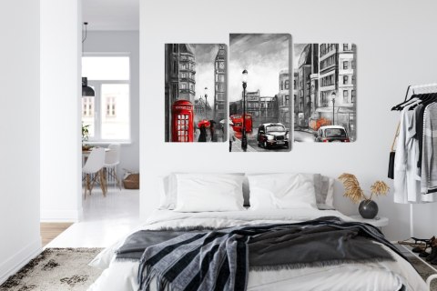 Obraz Wieloczęściowy Widok Ulicy Londynu Canvas Naturalny 90x60 LBS-2180-NC90-60_1X30-60_2X30-45
