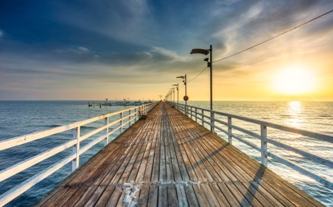 Obraz Wieloczęściowy Drewniane Molo Nad Morzem Bałtyckim Canvas Naturalny 80x50 LBS-2172-NC80-50_2X20-50_2X20-30