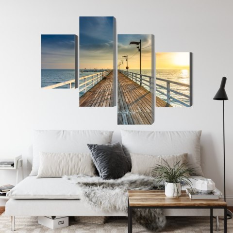 Obraz Wieloczęściowy Drewniane Molo Nad Morzem Bałtyckim Canvas Naturalny 80x50 LBS-2172-NC80-50_2X20-50_2X20-30