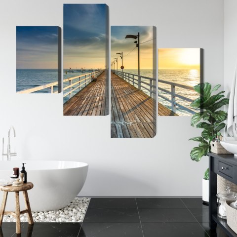 Obraz Wieloczęściowy Drewniane Molo Nad Morzem Bałtyckim Canvas Naturalny 80x50 LBS-2172-NC80-50_2X20-50_2X20-30