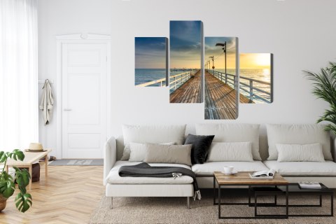 Obraz Wieloczęściowy Drewniane Molo Nad Morzem Bałtyckim Canvas Naturalny 80x50 LBS-2172-NC80-50_2X20-50_2X20-30