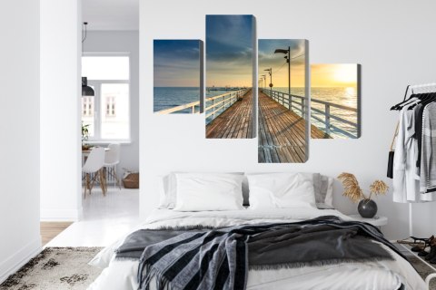 Obraz Wieloczęściowy Drewniane Molo Nad Morzem Bałtyckim Canvas Naturalny 80x50 LBS-2172-NC80-50_2X20-50_2X20-30