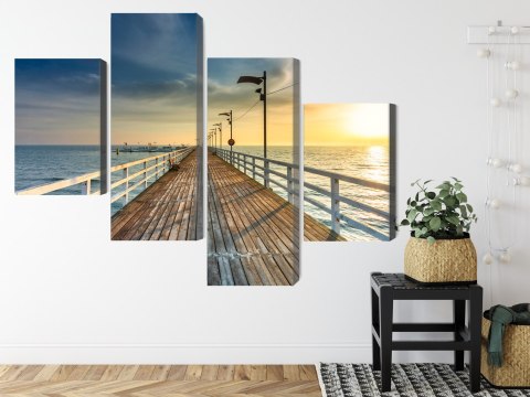 Obraz Wieloczęściowy Drewniane Molo Nad Morzem Bałtyckim Canvas Naturalny 80x50 LBS-2172-NC80-50_2X20-50_2X20-30