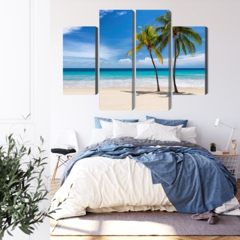 Obraz Wieloczęściowy Karaibska Plaża 3D Canvas Naturalny 80x60 LBS-2101-NC80-60_2X20-60_2X20-40