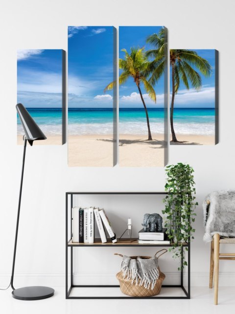 Obraz Wieloczęściowy Karaibska Plaża 3D Canvas Naturalny 80x60 LBS-2101-NC80-60_2X20-60_2X20-40