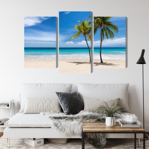 Obraz Wieloczęściowy Karaibska Plaża 3D Canvas Naturalny 90x60 LBS-2100-NC90-60_1X30-60_2X30-45