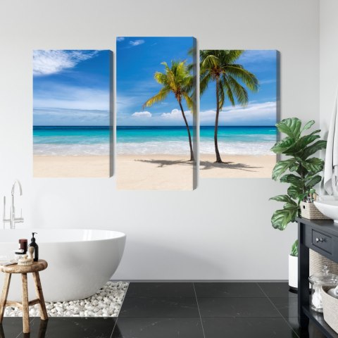 Obraz Wieloczęściowy Karaibska Plaża 3D Canvas Naturalny 90x60 LBS-2100-NC90-60_1X30-60_2X30-45