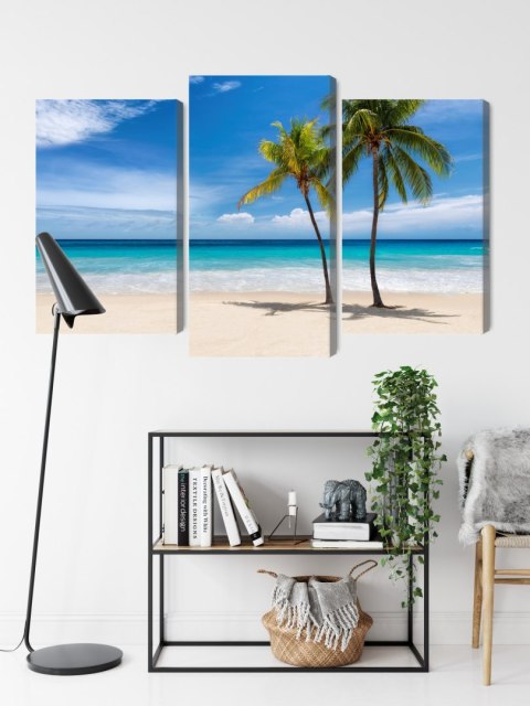 Obraz Wieloczęściowy Karaibska Plaża 3D Canvas Naturalny 90x60 LBS-2100-NC90-60_1X30-60_2X30-45