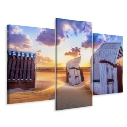 Obraz Wieloczęściowy Kosze Plażowe Nad Bałtykiem Canvas 120x80 LBS-2200-C120-80_1X40-80_2X40-60