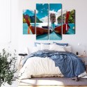 Obraz Wieloczęściowy Łodzie Na Morzu Andamańskim W Tajlandii Canvas 80x60 LBS-2026-C80-60_2X20-60_2X20-40