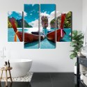 Obraz Wieloczęściowy Łodzie Na Morzu Andamańskim W Tajlandii Canvas Naturalny 80x60 LBS-2026-NC80-60_2X20-60_2X20-40