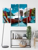 Obraz Wieloczęściowy Łodzie Na Morzu Andamańskim W Tajlandii Canvas Naturalny 80x60 LBS-2026-NC80-60_2X20-60_2X20-40