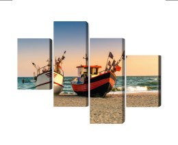 Obraz Wieloczęściowy Łodzie Rybackie Na Plaży Canvas 120x75 LBS-2162-C120-75_2X30-75_2X30-45
