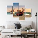Obraz Wieloczęściowy Łodzie Rybackie Na Plaży Canvas 120x75 LBS-2162-C120-75_2X30-75_2X30-45
