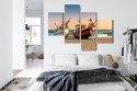 Obraz Wieloczęściowy Łodzie Rybackie Na Plaży Canvas 120x75 LBS-2162-C120-75_2X30-75_2X30-45