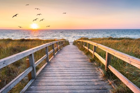 Obraz Wieloczęściowy Molo Na Morzu Północnym 3D Canvas Naturalny 90x60 LBS-2090-NC90-60_1X30-60_2X30-45