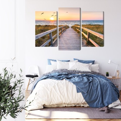 Obraz Wieloczęściowy Molo Na Morzu Północnym 3D Canvas Naturalny 90x60 LBS-2090-NC90-60_1X30-60_2X30-45