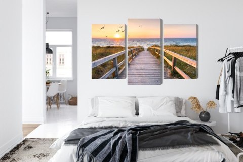 Obraz Wieloczęściowy Molo Na Morzu Północnym 3D Canvas Naturalny 90x60 LBS-2090-NC90-60_1X30-60_2X30-45