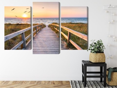 Obraz Wieloczęściowy Molo Na Morzu Północnym 3D Canvas Naturalny 90x60 LBS-2090-NC90-60_1X30-60_2X30-45