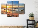 Obraz Wieloczęściowy Morze Bałtyckie O Zachodzie Słońca Canvas 80x60 LBS-2151-C80-60_2X20-60_2X20-40
