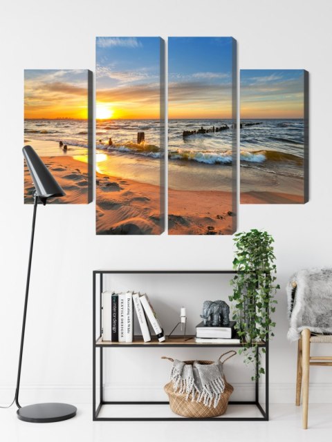 Obraz Wieloczęściowy Morze Bałtyckie O Zachodzie Słońca Canvas 80x60 LBS-2151-C80-60_2X20-60_2X20-40