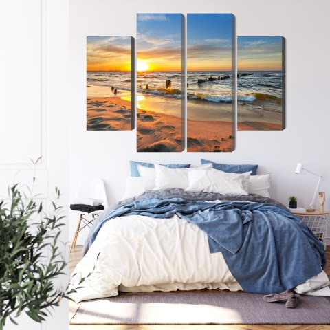 Obraz Wieloczęściowy Morze Bałtyckie O Zachodzie Słońca Canvas Naturalny 80x60 LBS-2151-NC80-60_2X20-60_2X20-40