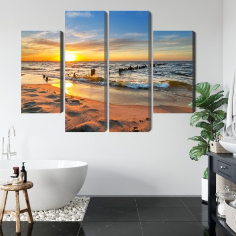 Obraz Wieloczęściowy Morze Bałtyckie O Zachodzie Słońca Canvas Naturalny 80x60 LBS-2151-NC80-60_2X20-60_2X20-40
