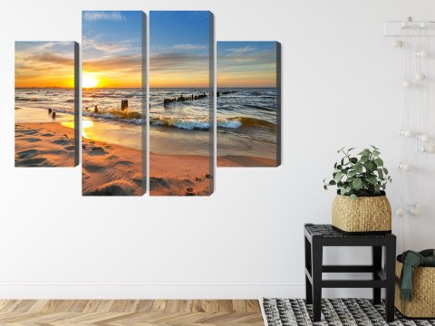 Obraz Wieloczęściowy Morze Bałtyckie O Zachodzie Słońca Canvas Naturalny 80x60 LBS-2151-NC80-60_2X20-60_2X20-40