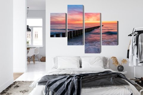 Obraz Wieloczęściowy Morze Bałtyckie Z Drewnianymi Falochronami Canvas Naturalny 80x50 LBS-2167-NC80-50_2X20-50_2X20-30