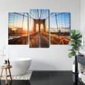 Obraz Wieloczęściowy Most Brookliński W Nowym Jorku Canvas Naturalny 90x60 LBS-2055-NC90-60_1X30-60_2X30-45